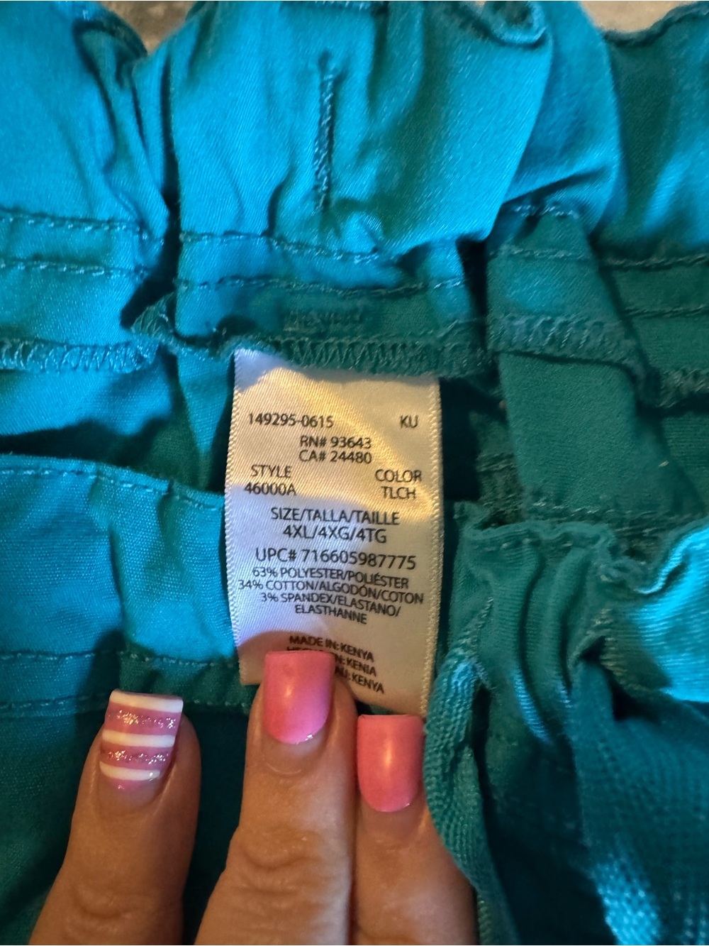 Women’s Teal scrub pants 4xl